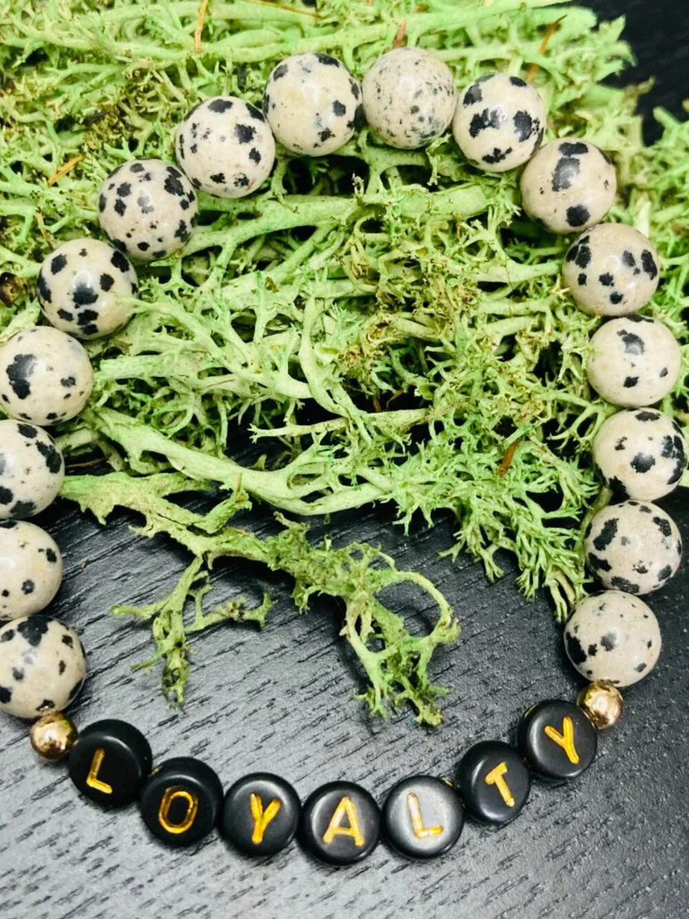 Faithful Energy – Dalmatian Jasper Bracelet with Loyalty Charm